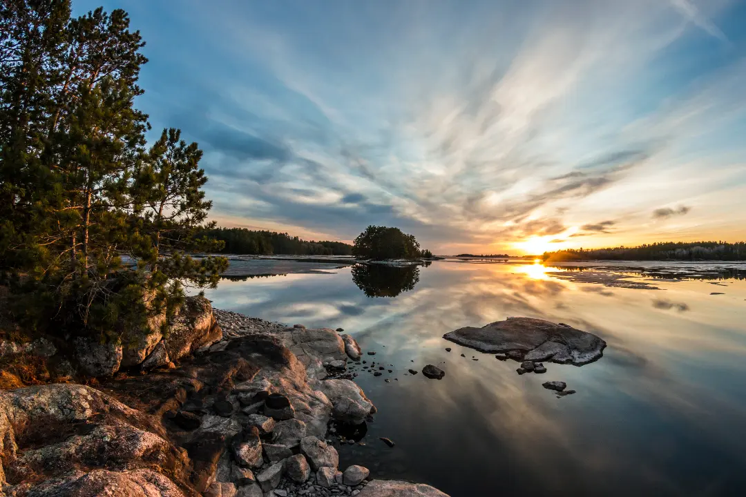 A sunset in Voyageurs national park, Minnesota.
