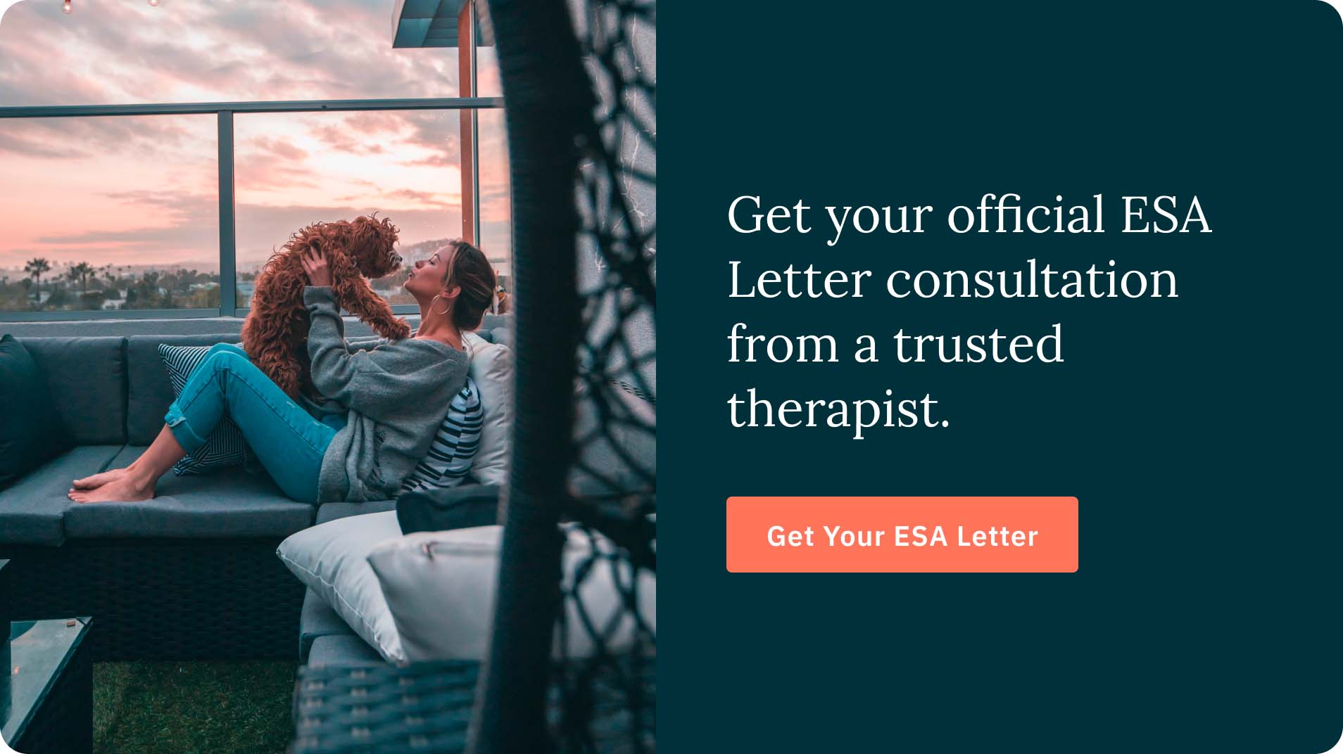 woman with a dog on balcony