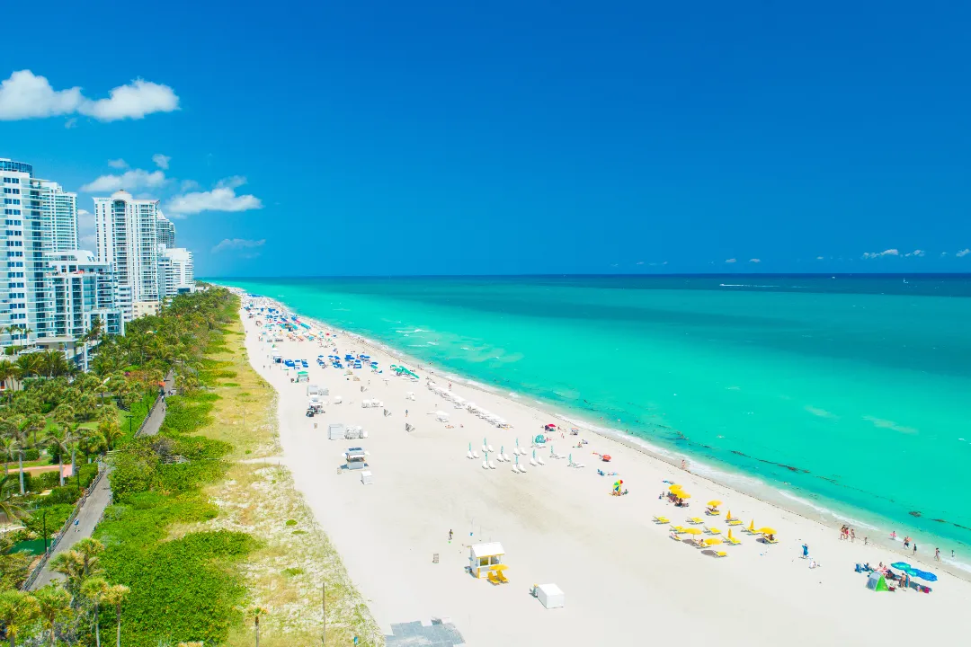 An aerial photo of South Beach, Miami.