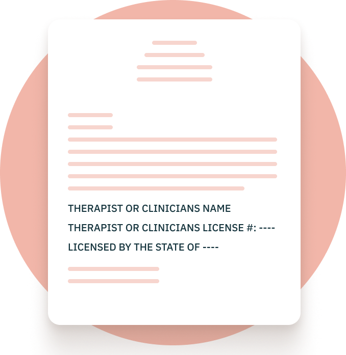 An example graphic of an ESA letter with the necessary clinician information.