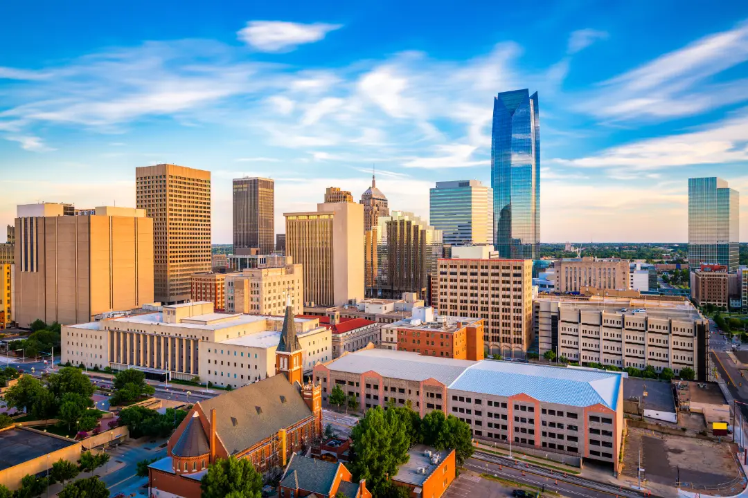 Aerial photo of an Oklahoma skyline.