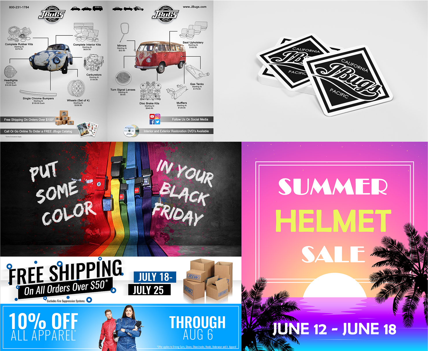 Assorted marketing graphics performed for JBugs owned sites.