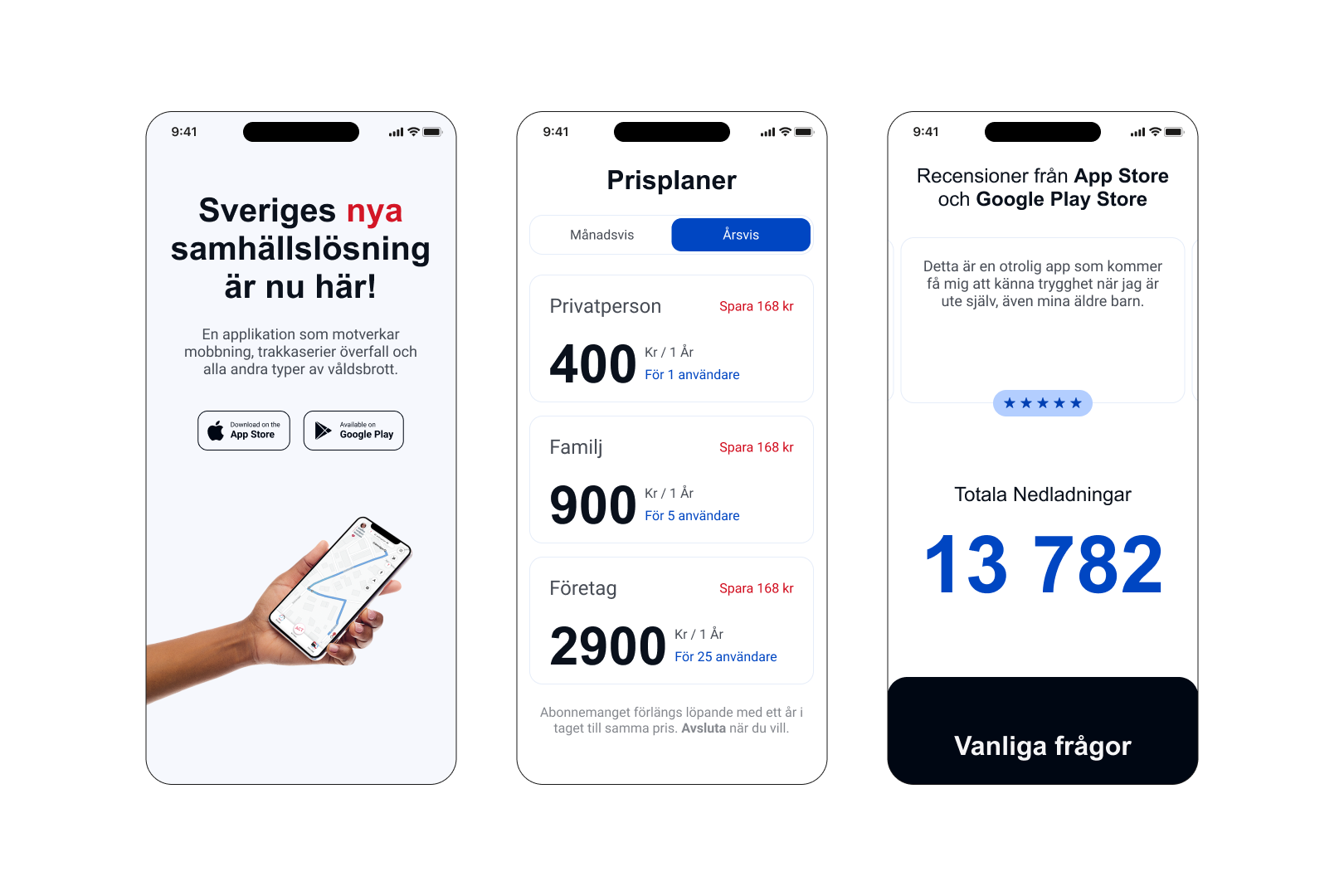 Screenshots from a mobile website