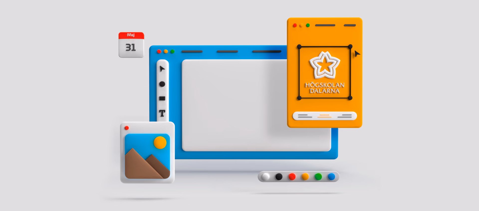 3D ui elements made out of clay