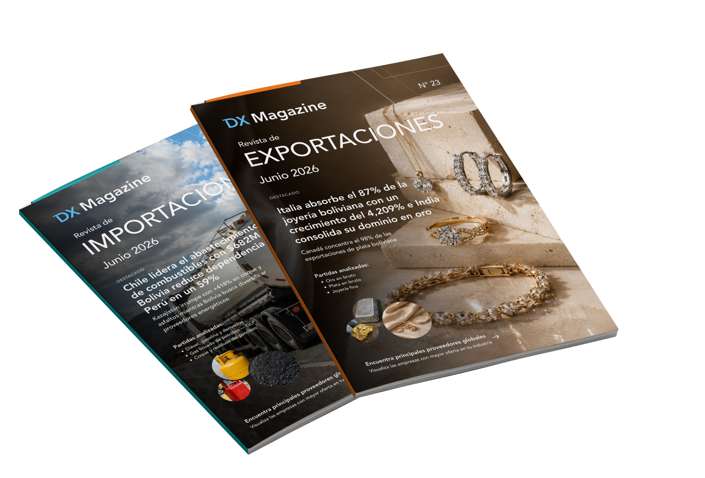 Imagen de una revista DX Magazine abierta, mostrando sus páginas interiores