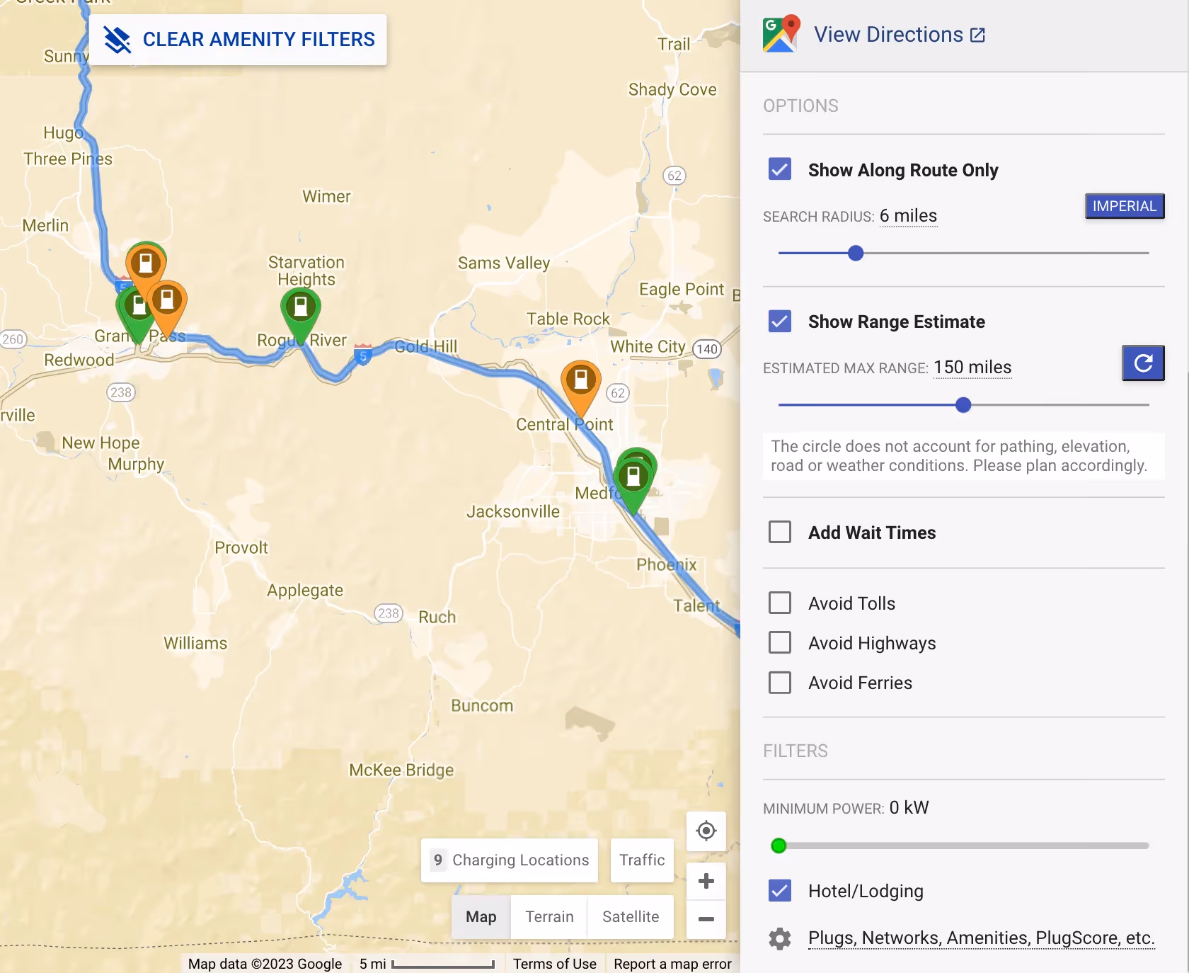 Using plugshare to find a hotel with charging