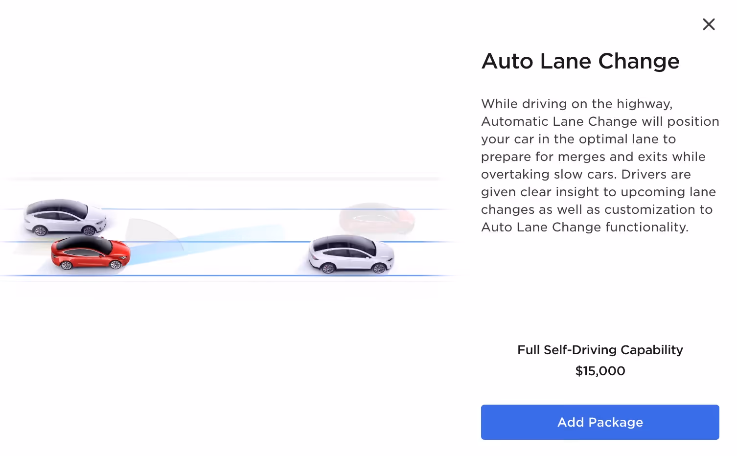 Auto lane change example from tesla.com