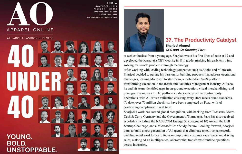  Our CEO Sharjeel Ahmed featured in AO Apparel Online's 40 Under 40 Future Makers | Read the Feature 