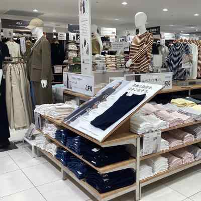 UNIQLO store with organized clothing displays