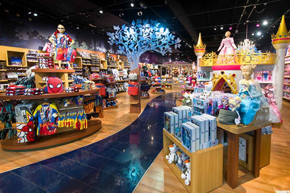 Disney Store with colorful themed merchandise displays