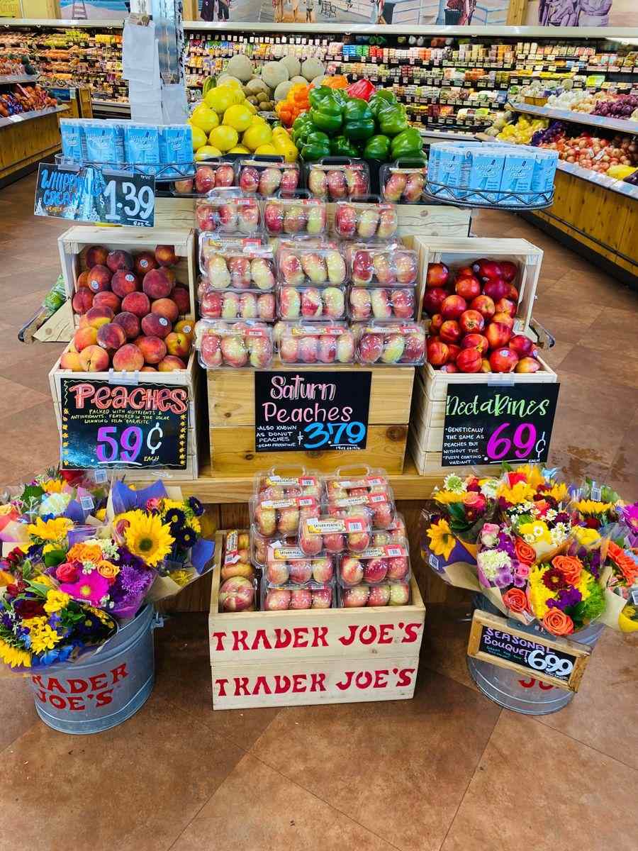 Trader Joe's display with colorful grocery products