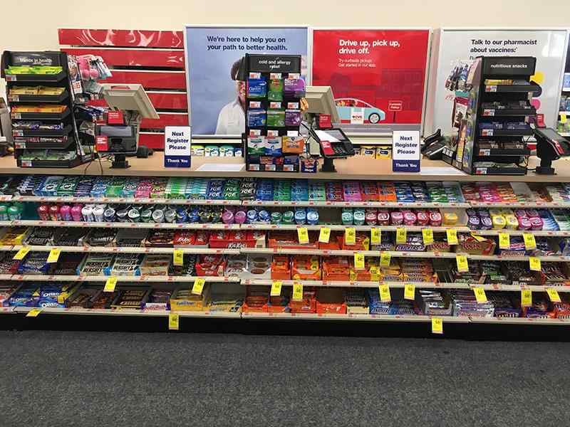 CVS checkout area with impulse products