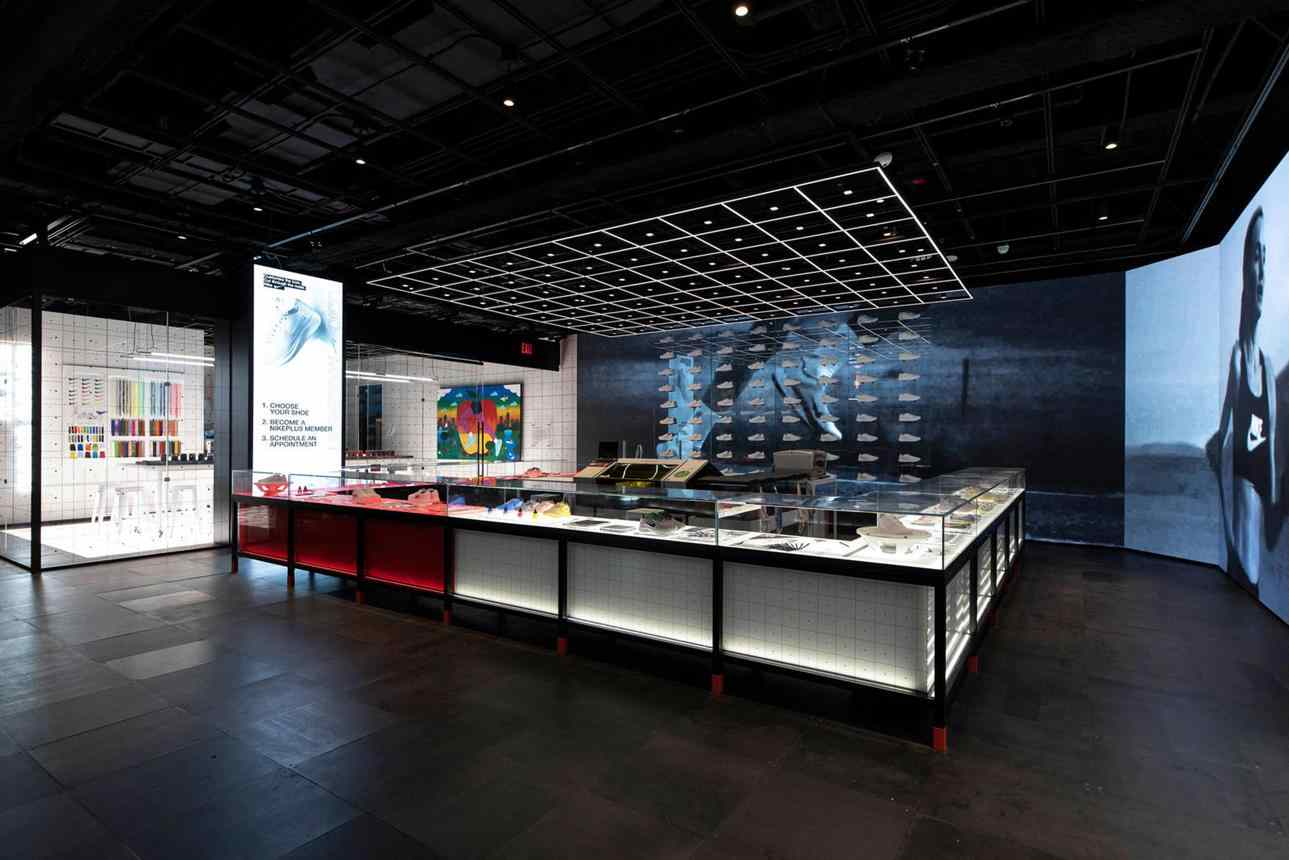 Nike store with large digital screens and displays