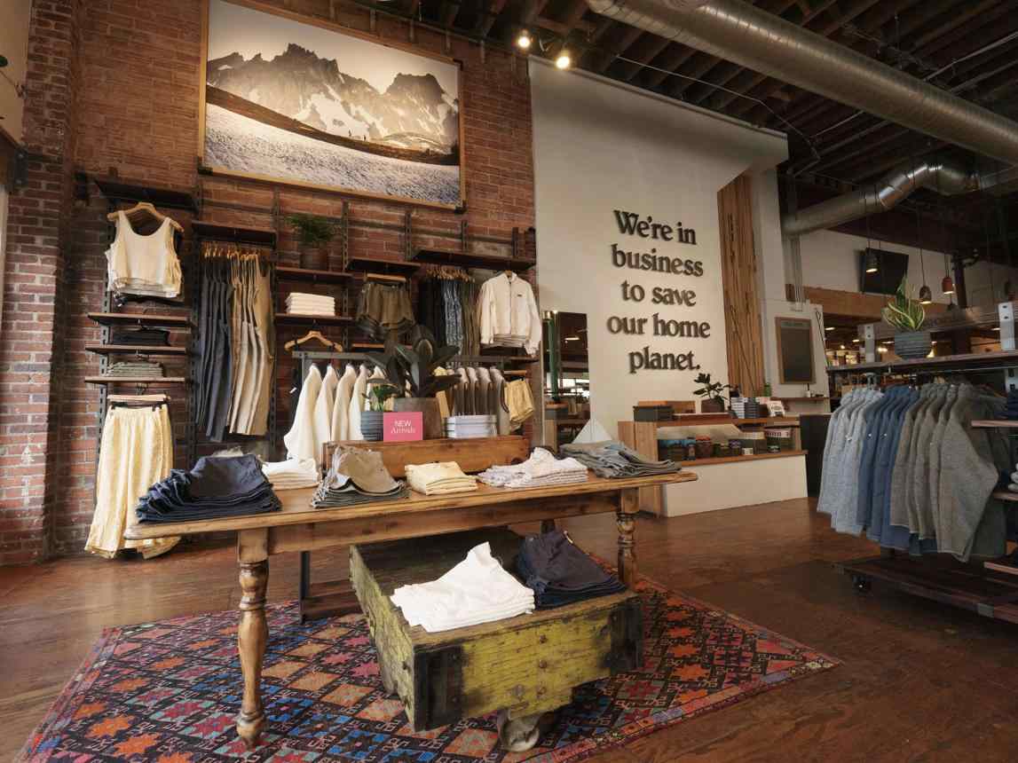 Patagonia store with sustainability-focused retail messaging