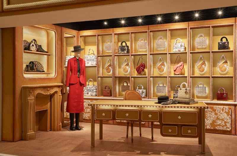 Harrods luxury display featuring fashion and accessories