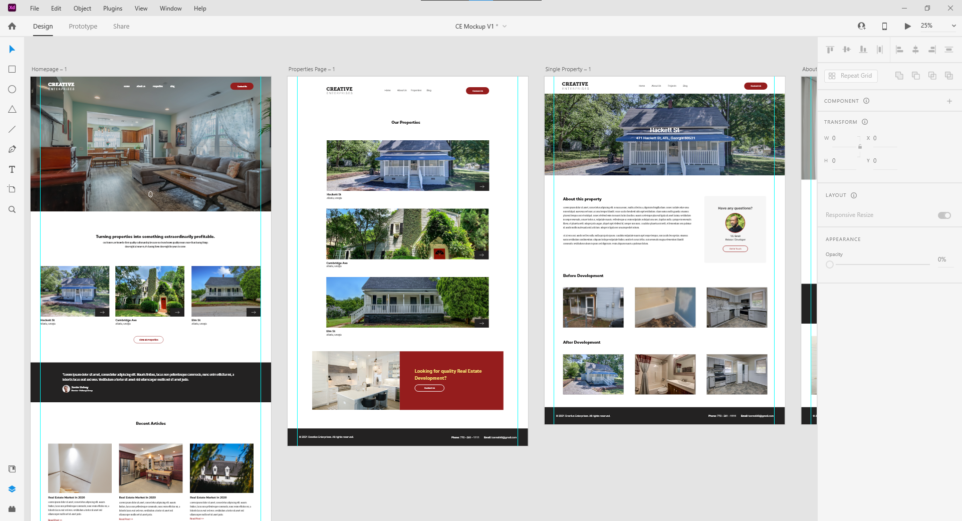 An image of the first Java Real Estate mockup.