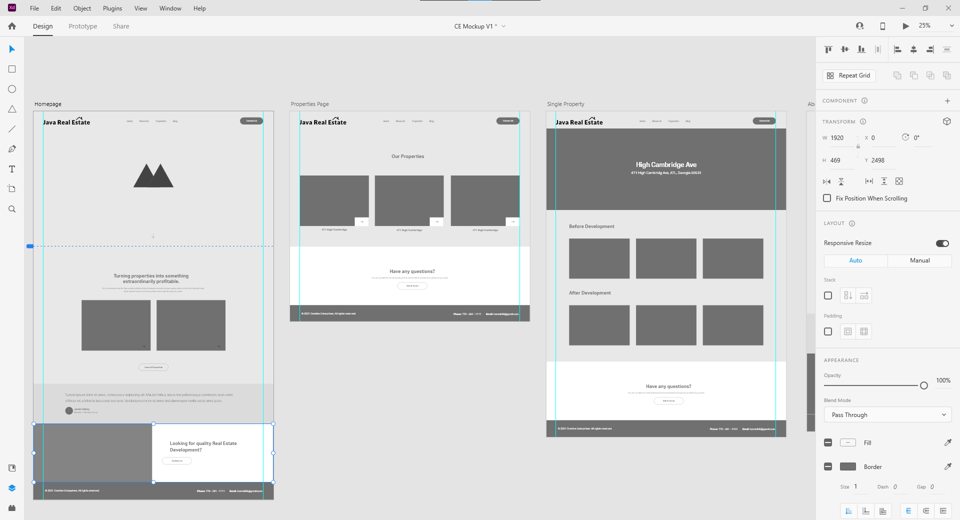 An image of a wireframe for the second Java Real Estate mockup.