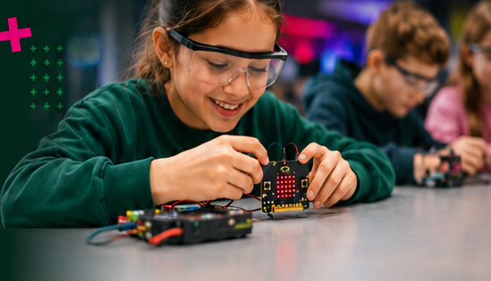 Leerling werkt met een micro:bit