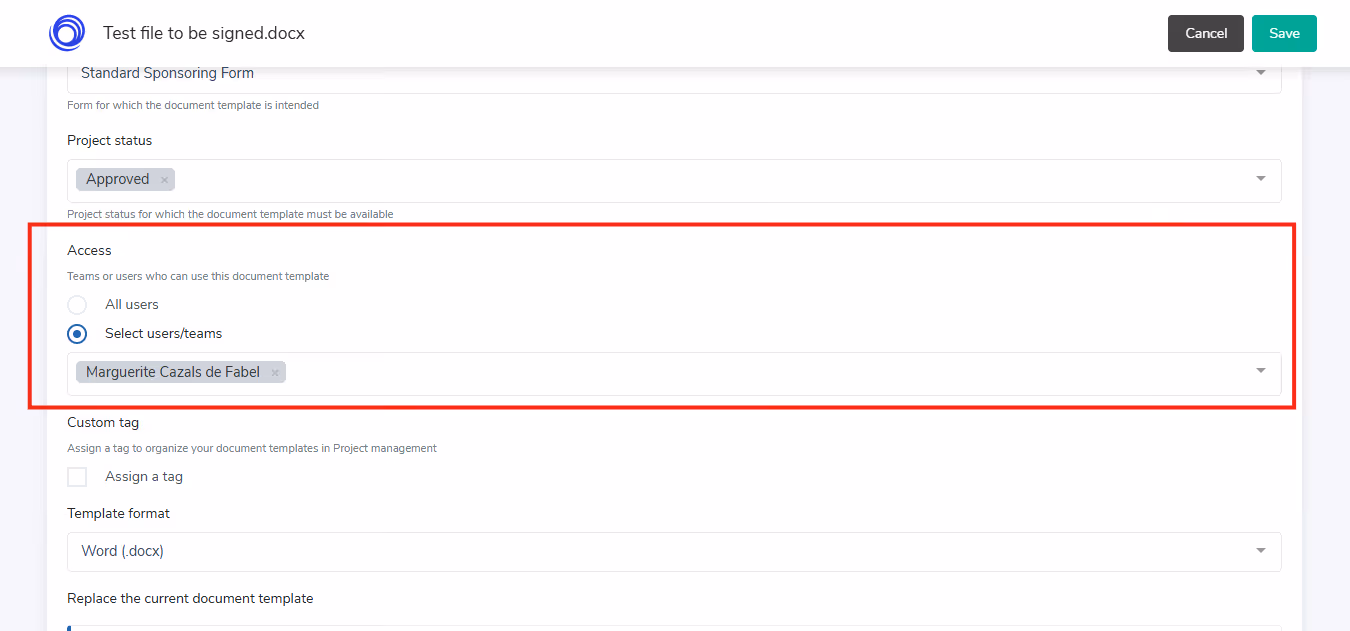 Optimy document template builder step 3