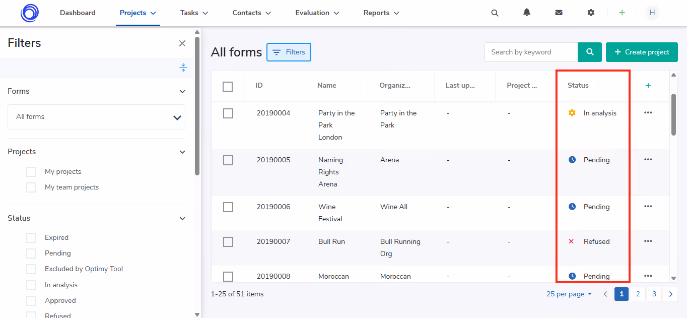 Configuration des statuts Optimy - Étape 2