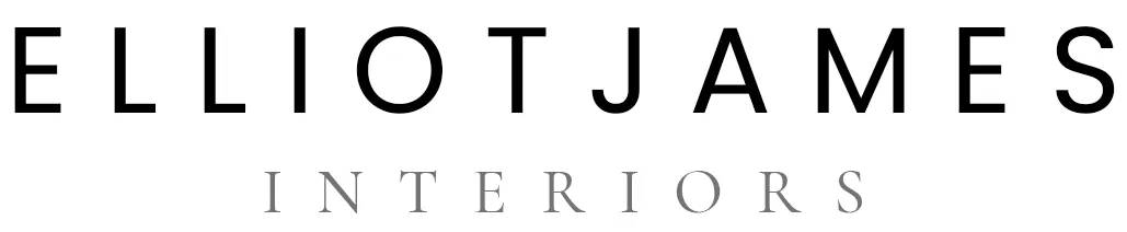 Elliot James Interiors logo with company name in large black and gray text on white background.