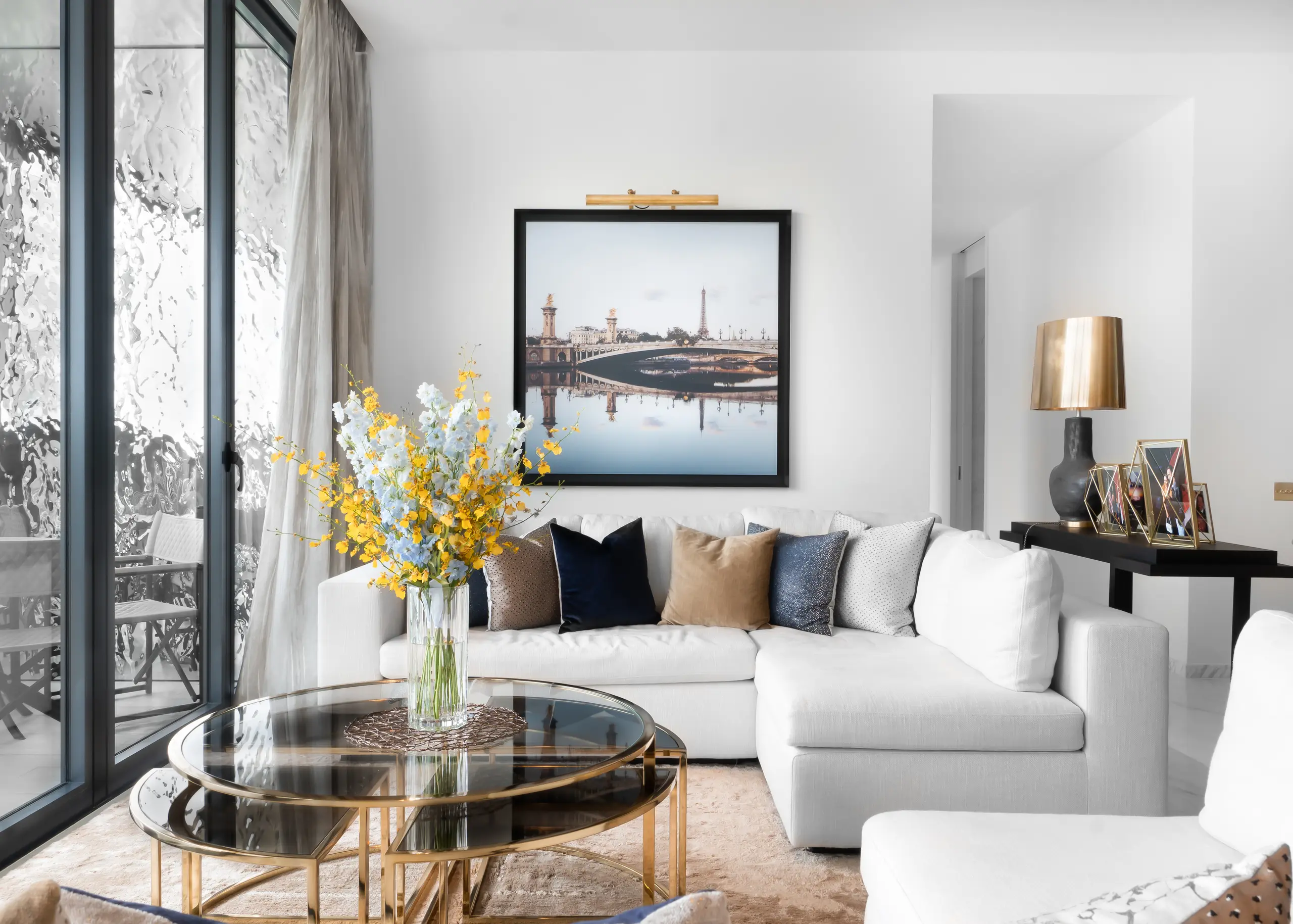 South Beach residence living room designed by Elliot James Interiors in Singapore
