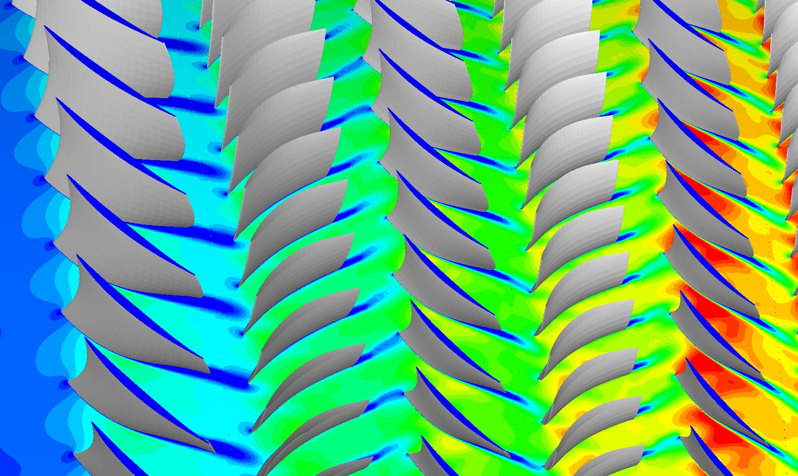 Aircraft engine compressor CFD simulation. - blade surface