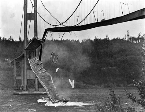 Tacoma Narrows Bridge collapses on November 7, 1940 (Image Source: HistoryLink.org)