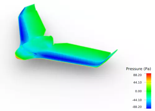 Aerodynamics: pressure field (3D view) predicted on an unmanned vehicle with Deep Learning (NC Shape)