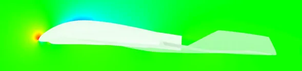 Figure 15 (a) Pressure field (section) of the optimized design