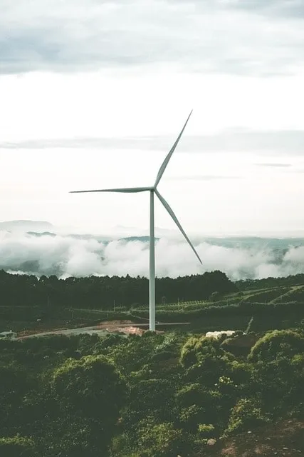windmill, wind turbine, clouds