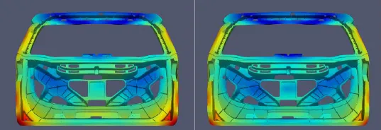 example of AI - CAE comparison showing excellent correlation (NAFEMS NRC 22 Conference, “Neural network investigation for rheology simulation model with Neural Concept”)