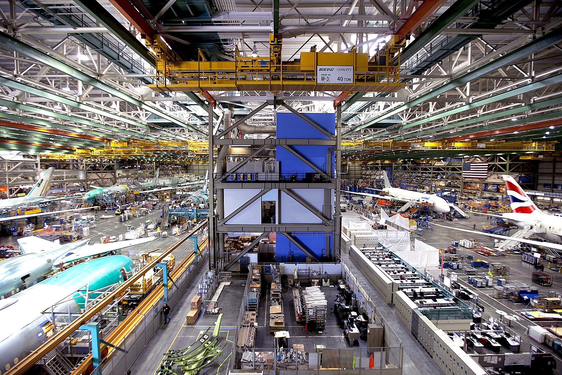 Interior of the main assembly building between two production lines | Wikipedia | Jetstar Airways (jetstar.com)