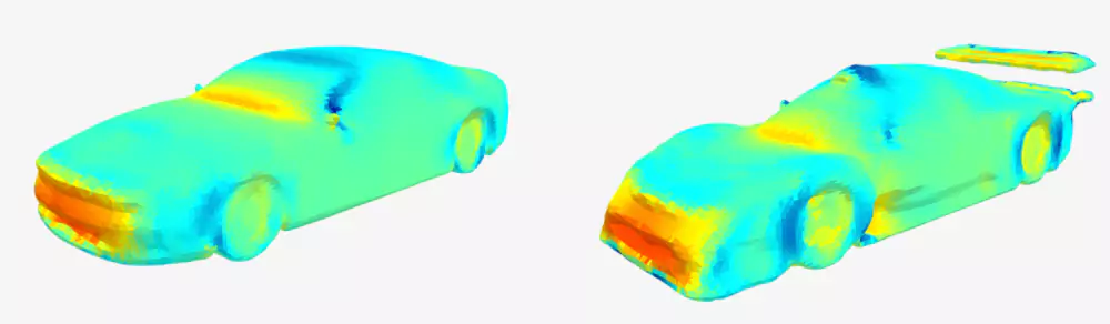 different aerodynamic shapes designed and verified by AI