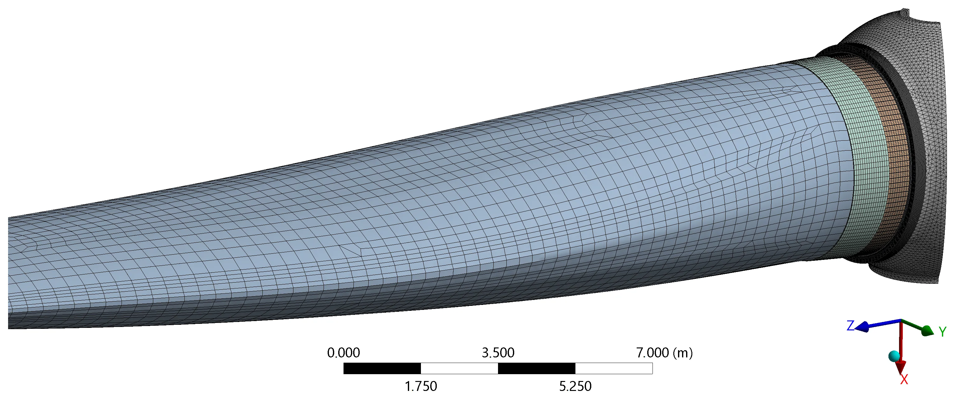 FEA model of turbine blade, bearing, and hub (doi.org/10.5194/wes-5-1743-2020 | CC BY 4.0)