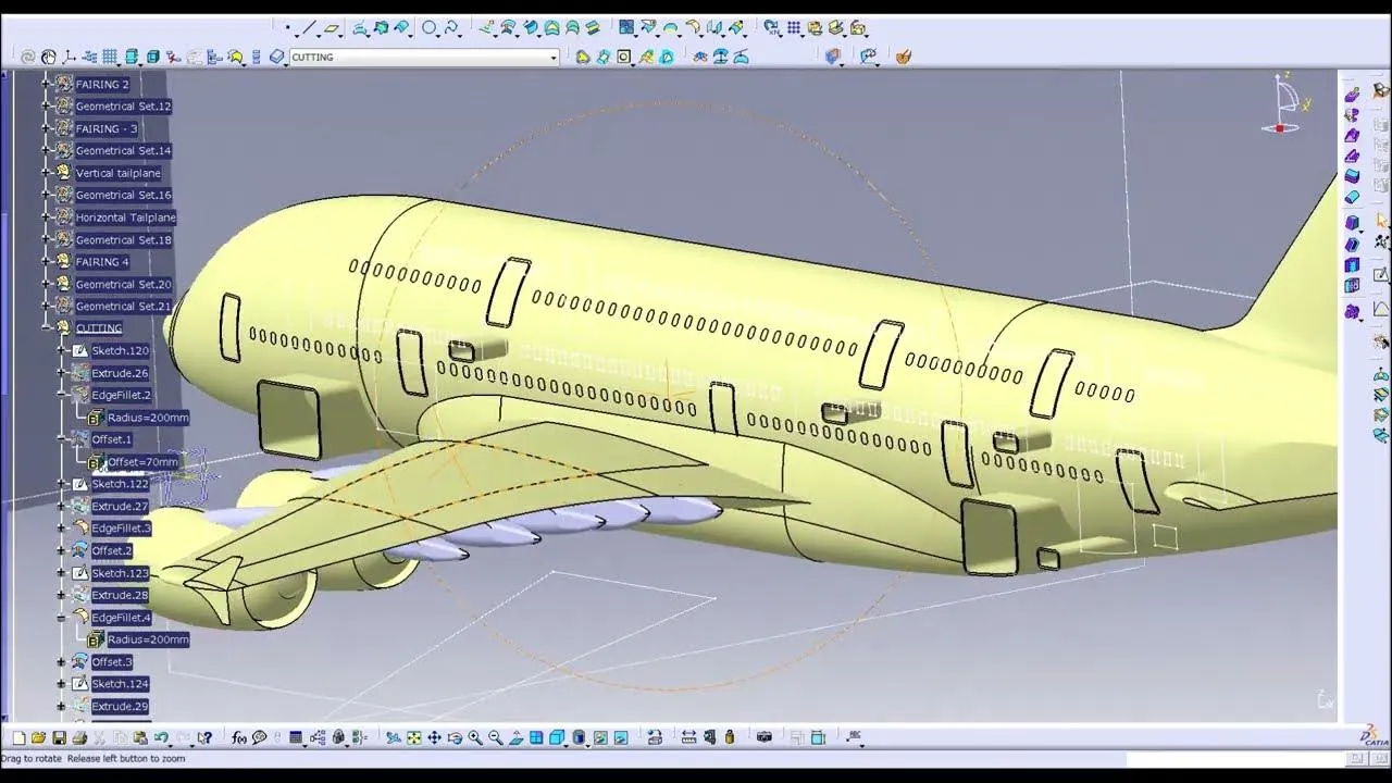 AIRBUS A 380 - 800 (source: Catia v5 Tutorial, part 8 | YouTube)