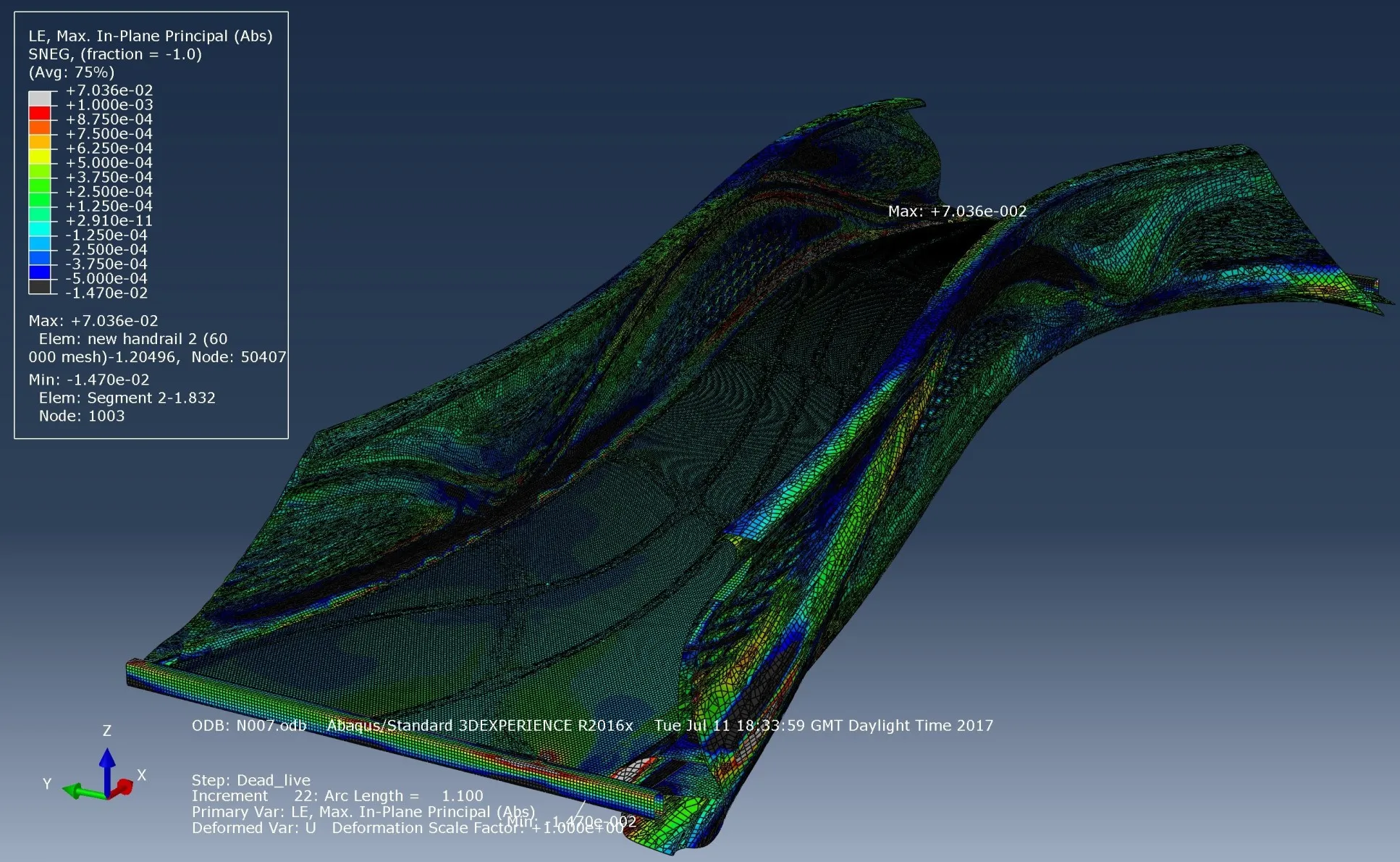 Computer image showing FEA simulations of the MX3D bridge | Credit: Imperial College