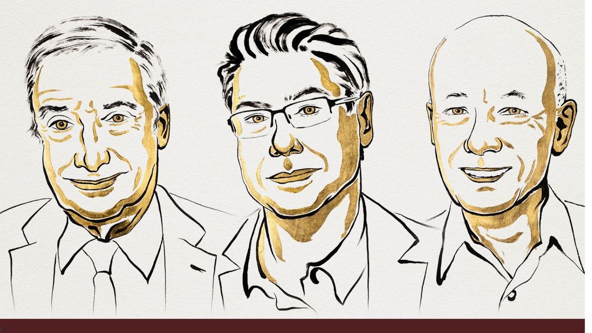 Winners of the Nobel Prize in Economics 2025: Mokyr, Aghion and Howitt (left to right)