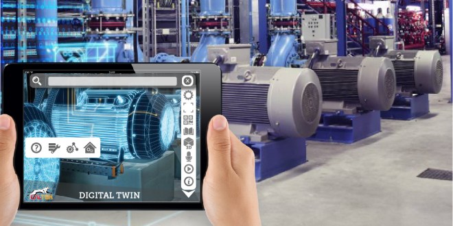 Depiction of Digital twin (left) of equipment (right) | dstch.com/cyber
