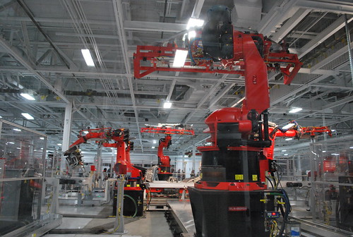 Robots in the Tesla Factory manufacturing line | Patrick Herbert | Flickr