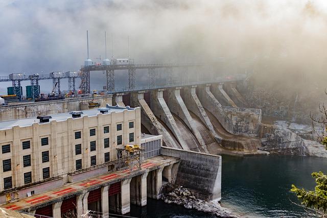 Hydroelectric dam example showing fluid-structure-soil interaction in civil engineering (Brilliant Dam, located on the Kootenay River, BC, Canada).
