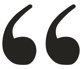An illustration of a dark blue quotation mark