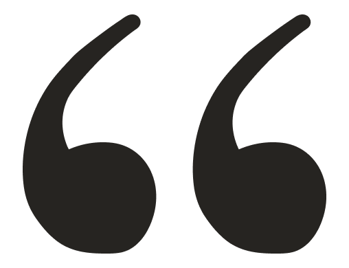 A green illustration of a quote mark