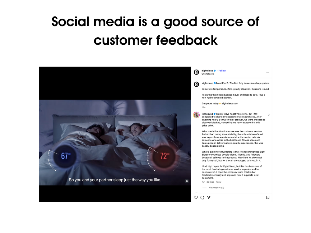 comments under eightsleep social media post instagram