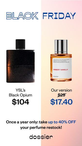 dossier perfume ad comparison with ys black opium black friday ad