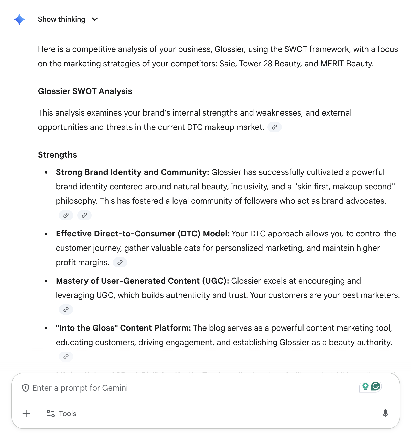 gemini swot analysis for glossier