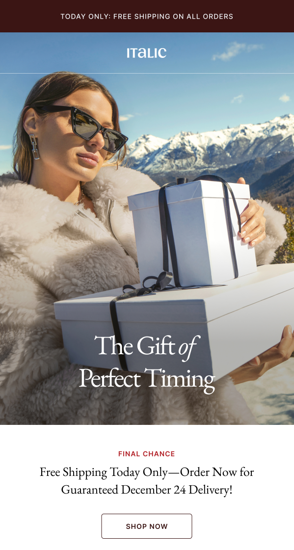 italic email woman holding gift box