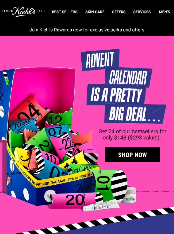kiehls advent calendar email