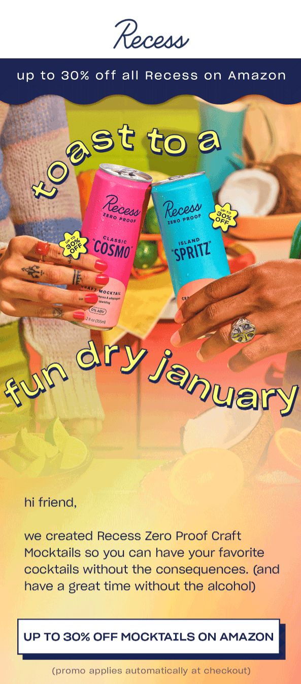 dry january email by beverage brand recess