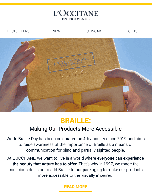 world braille day email l'occitane